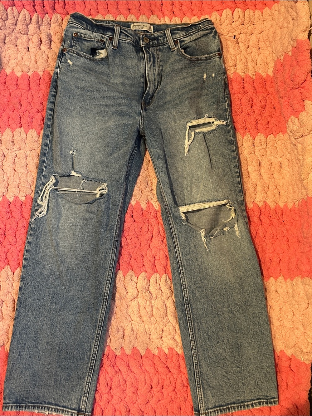 Abercrombie & Fitch Ripped Cropped Light Blue Jeans